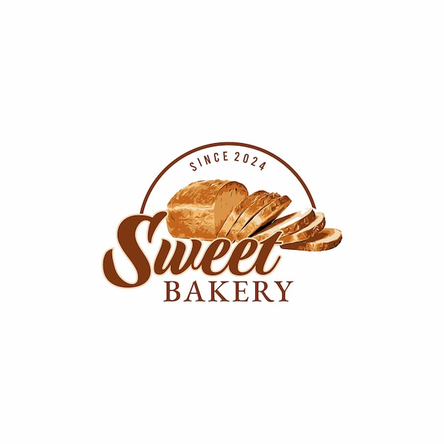 Bäckerei-logo-design vektor-illustration von weizenbrot-schnitten