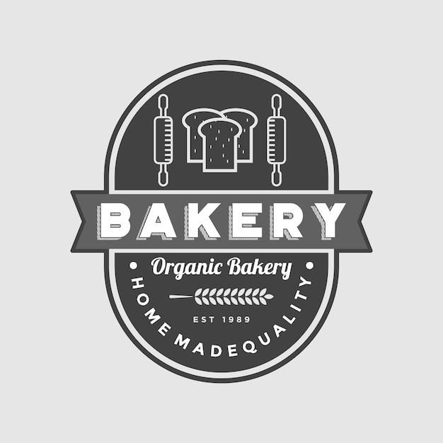 Bäckereiabzeichenvektor-logo-ikonenillustration