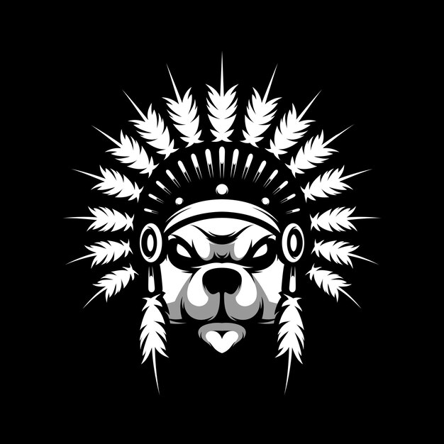 Bär Apache Schwarz-Weiß-Maskottchen-Design
