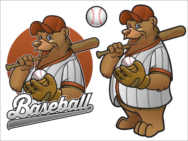 Vektor bär cartoon baseball-spieler