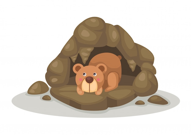 Bär, der im höhlenvektor schläft