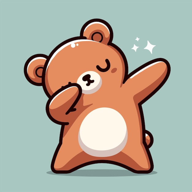 Bär, der Pose-Cartoon-Illustration, flachen Hintergrund, abtupft