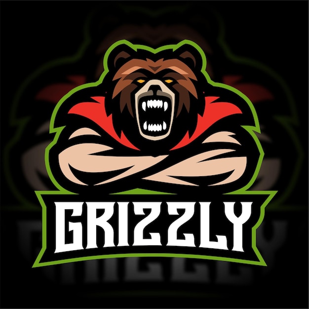 Bär grizzly maskottchen gaming-logo