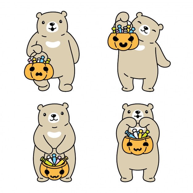 Bär polar halloween süßigkeiten korb cartoon