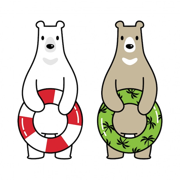 Bär polar schwimmbad ring cartoon