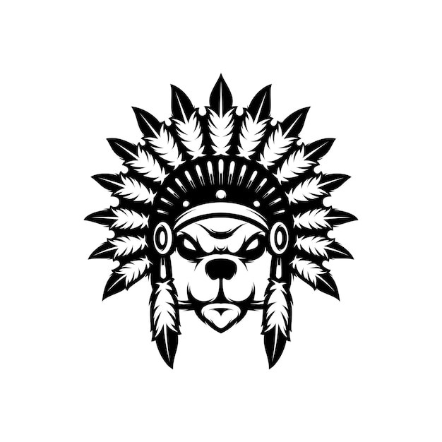 Bären-Apache-Umriss-Maskottchen-Design