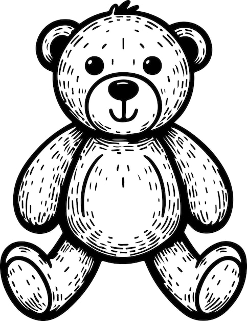 Bärenspielzeug schwarze Umrisse-Vektor-Illustration