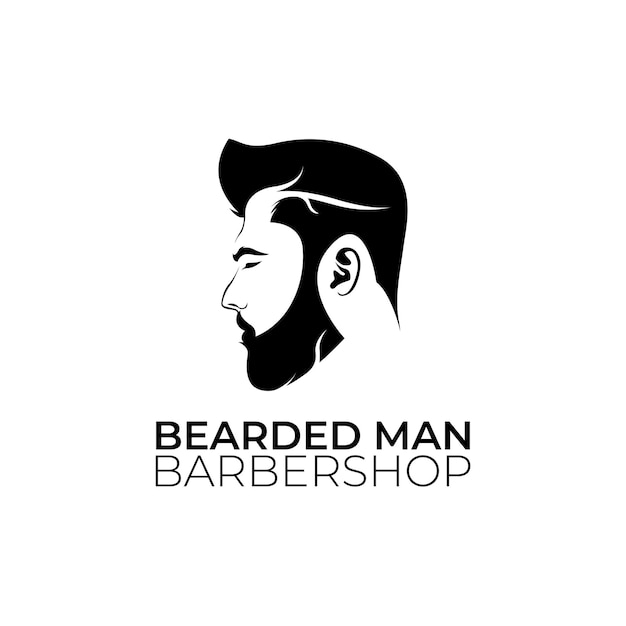 Bärtiger mann-logo-design für friseursalon