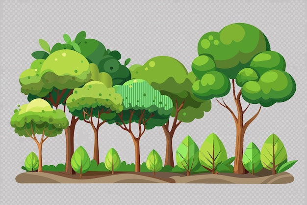 Bäume in einem Wald mit grünem Hintergrund
