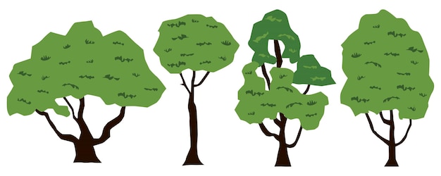 Bäumen-Satz-Elemente Vektor-Illustration