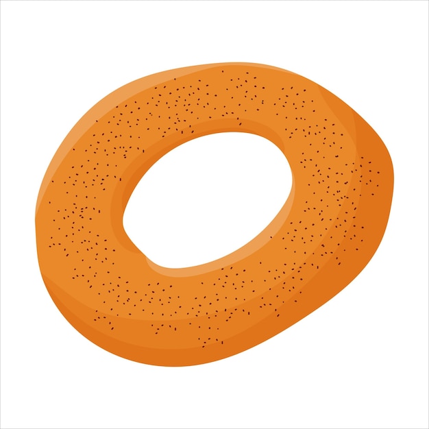 Bagel mit mohn süßes brötchen buttergebäck süßwaren brötchen zum frühstück bäckerei vektor-illustration auf weißem hintergrund