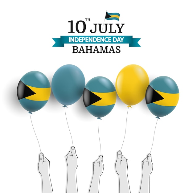 Bahamas-unabhängigkeitstag hände mit luftballons