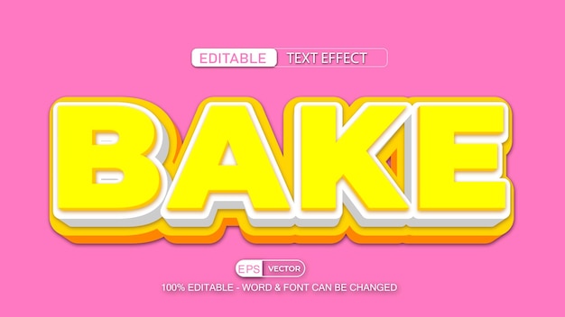 Bake Food Editierbarer Texteffekt Vektor 3D-Stil