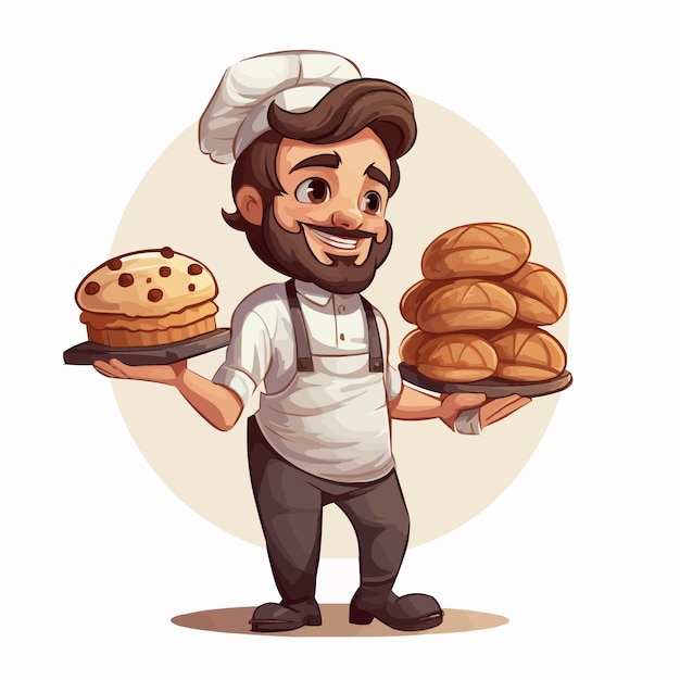 Baker charakter zeichentrickfilm-vektorillustration