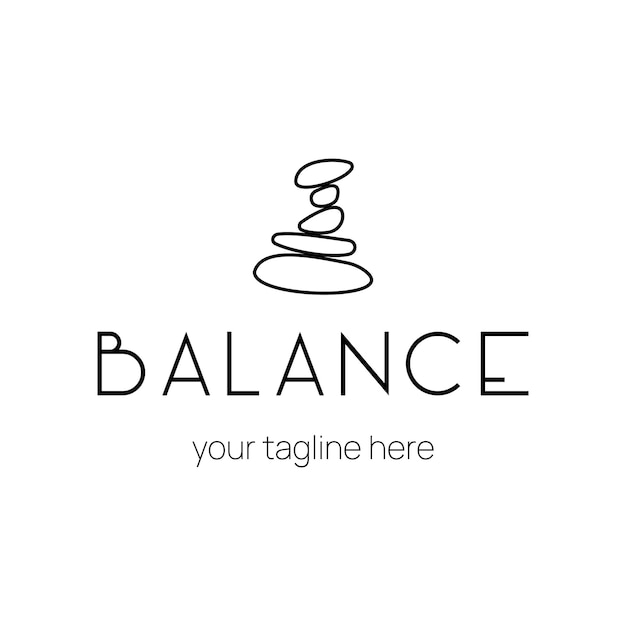 Vektor balance und meditation minimalistisches logo mit steinen spa- oder yoga-studio-psychologen-logo