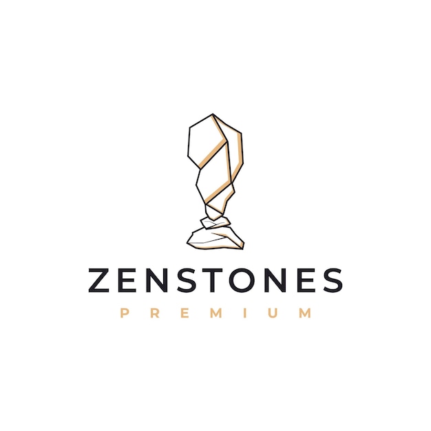 Balancing rock zen stone in line art logo design inspiration