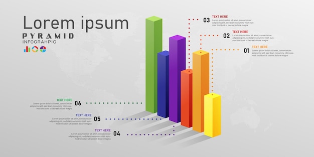 Vektor balkendiagramm-infografik-vektorillustration mit buntem themeninformationsrouten-fortschrittsziel-wachstumskonzept