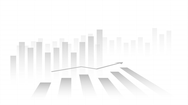 Balkendiagramm mit aufwärtspfeil auf weißem hintergrund mit kopienraum geschäfts- und finanzkonzept