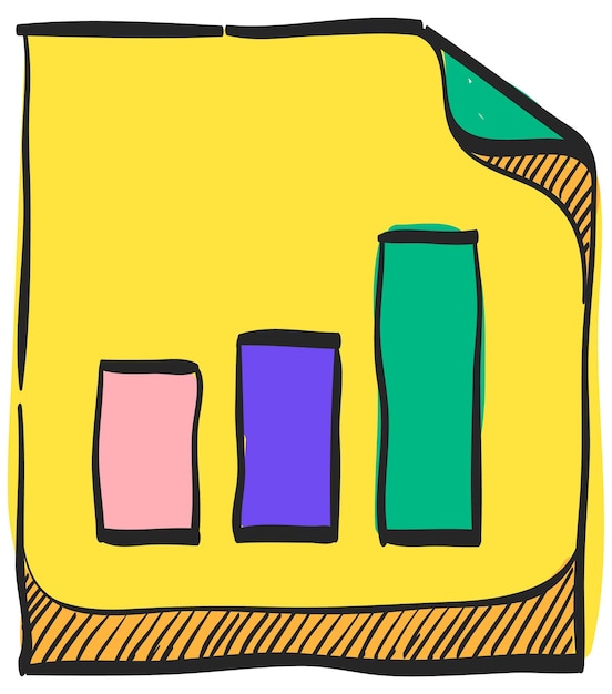 Vektor balkendiagramm-symbol in handgezeichneter farbvektorillustration