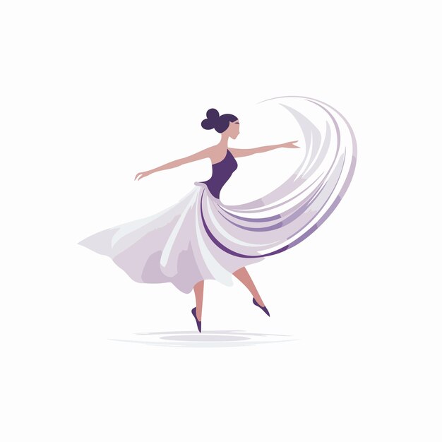 Vektor ballerina in einem weißen kleid vektorillustration in einem flachen stil