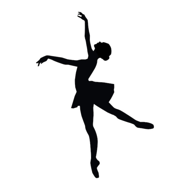 Ballerinas-Vektorsilhouetten Schwarz auf Weiß isolierte Vektorillustration