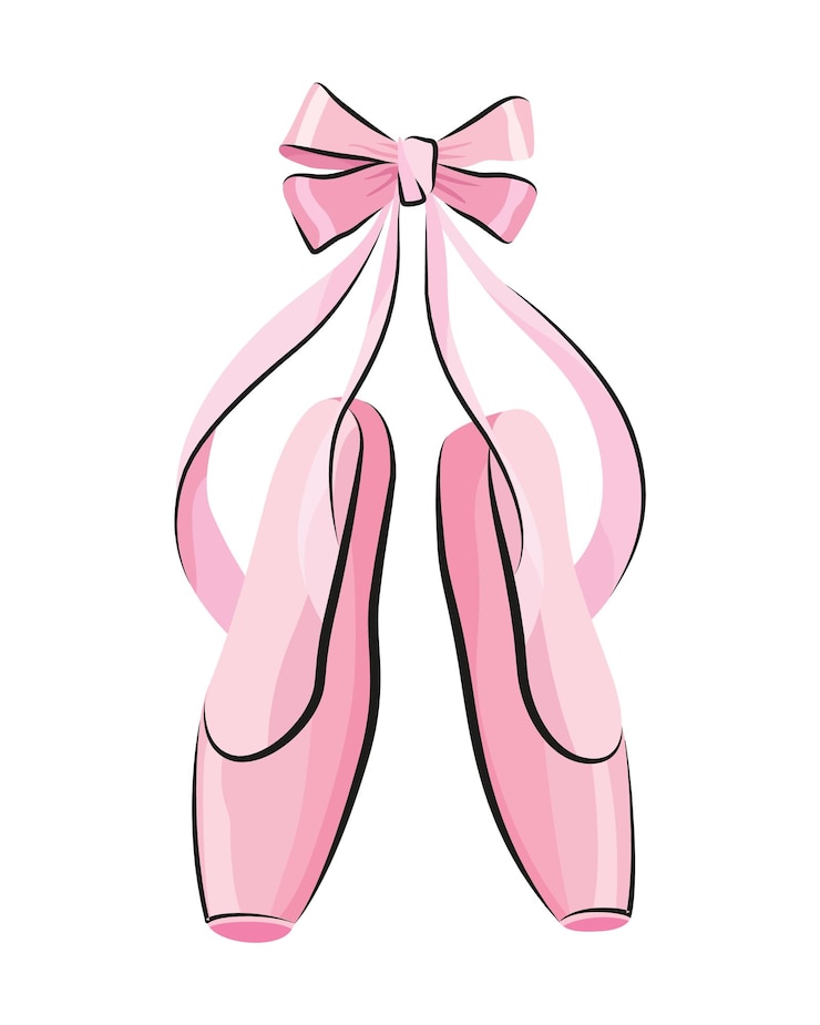 Vektor ballett-accessoire. pinkes paar spitzenschuhe mit satin- oder seidenband. vektor handgezeichnete skizze stilobjekt.
