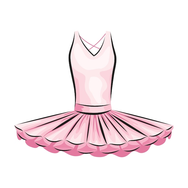 Vektor ballett-accessoire. rosa ballettkleid oder tuturock. vektor handgezeichnete skizze stilobjekt.