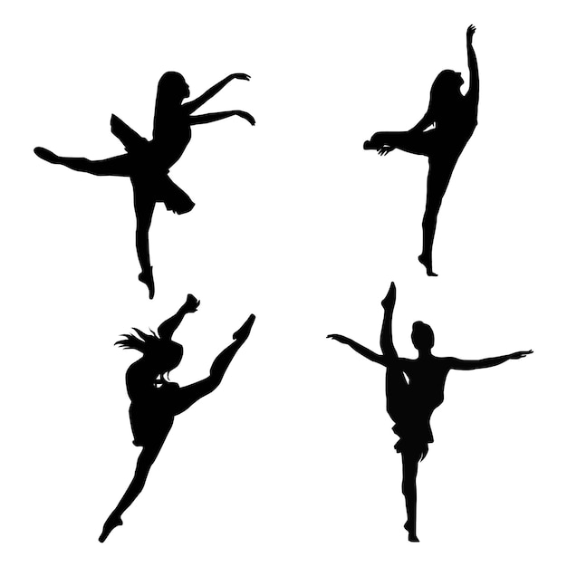 Vektor ballett-tänzer-silhouette-vektor-illustration-sammlung