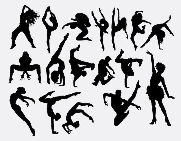 Vektor ballett und breakdance silhouette