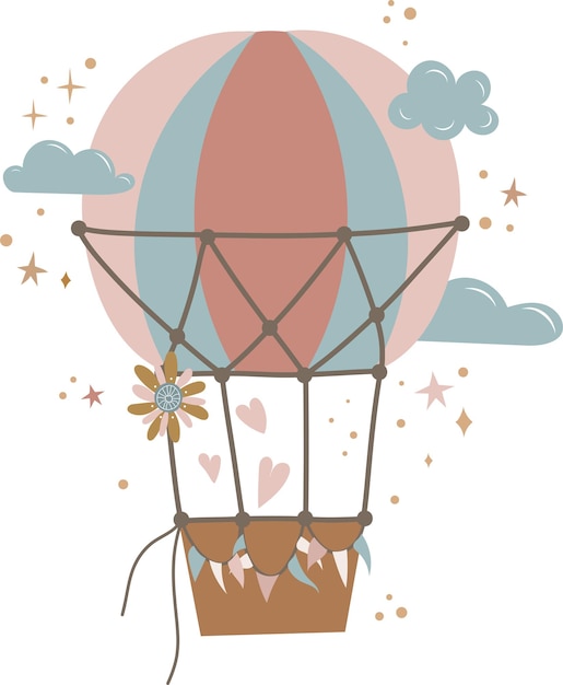 Vektor ballon heißluftballon mit einem korb flache illustration vektor