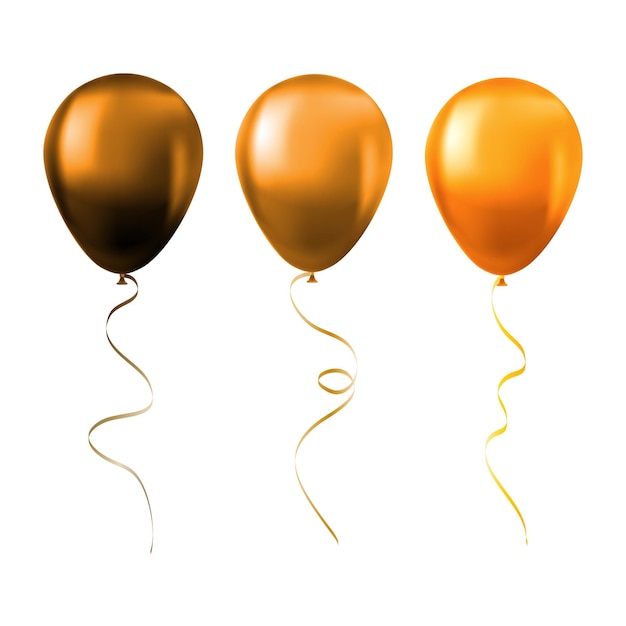 Ballon-Set isoliert auf weißem Hintergrund Satz von orangefarbenen Ballons