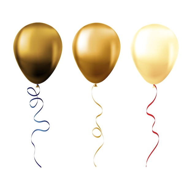Ballon-Set isoliert auf weißem Hintergrund Set aus goldenen Ballons