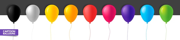 Ballon-Set. Vektorillustration von glänzenden bunten glänzenden Ballonen. Realistische Luftballons 3d lokalisiert auf weißem Hintergrund. Große Sammlung verschiedener schöner Ballons.