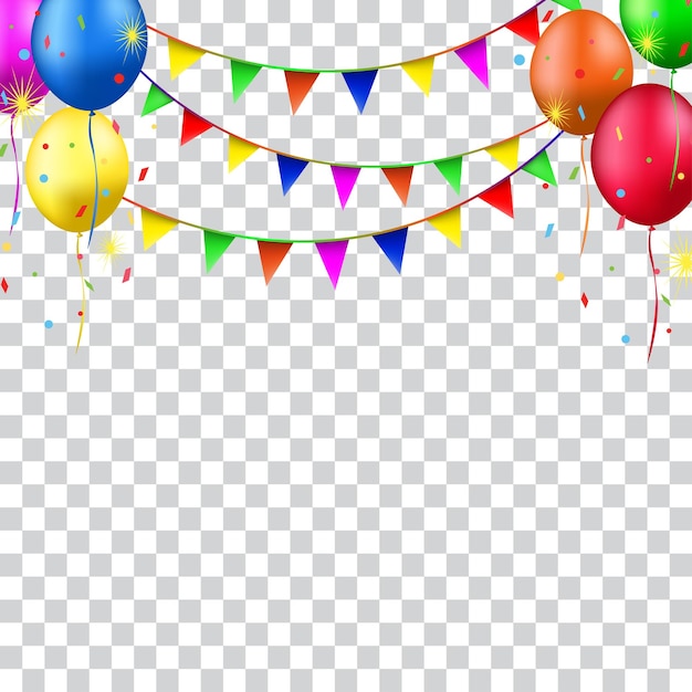 Ballons mit Konfetti und Bändern isolierte Vektor-Illustration