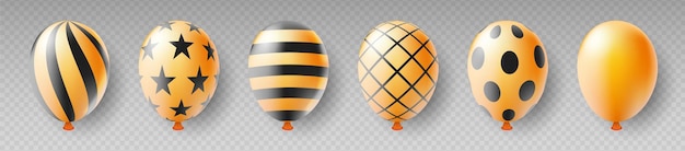 Ballonset vektor realistische goldene festliche 3d-ballons-vorlage für jubiläums-geburtstagsfeier