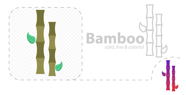 Bambuszweig isoliert flache Abbildung Symbol für Bambuslinie