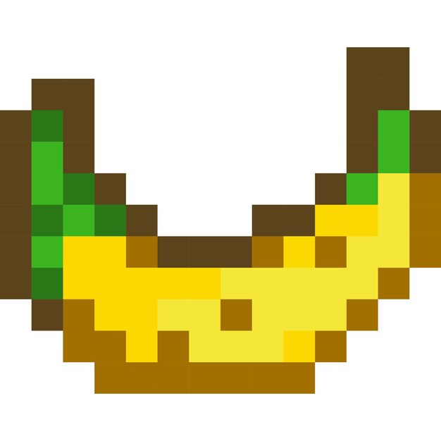 Bananen-Cartoon-Symbol im Pixel-Stil