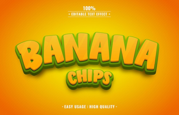 Bananenchips bearbeitbarer 3d-texteffekt