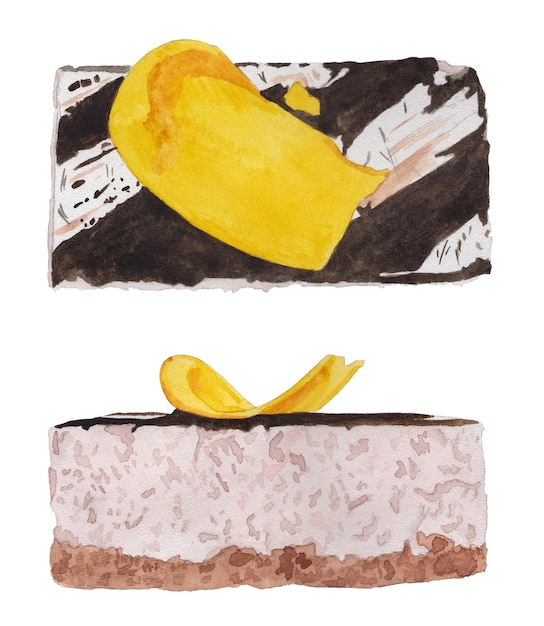 Vektor bananenkuchen aquarell set