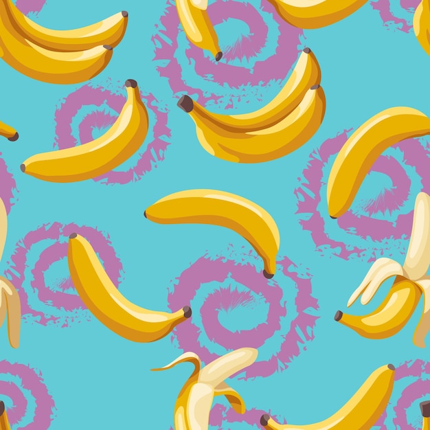 Bananenmuster auf dem hintergrund von spiralen
