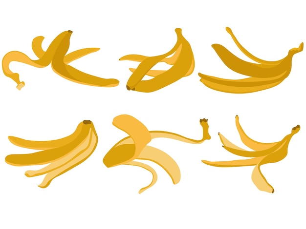 Vektor bananenschalen setzen müll oder stoff zum recycling