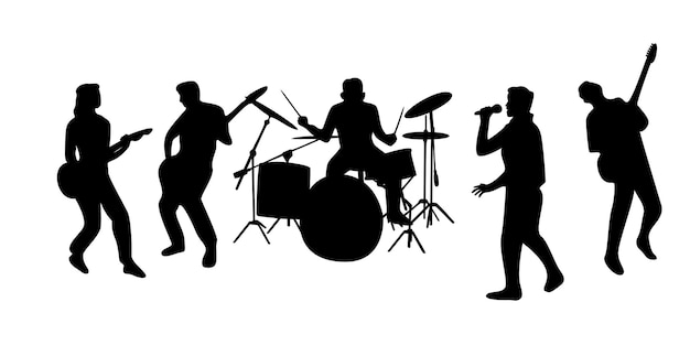 Band-Silhouette-Design. musikkonzert-vektorillustration.