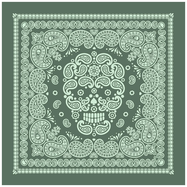 Vektor bandana mit totenkopf und paisley