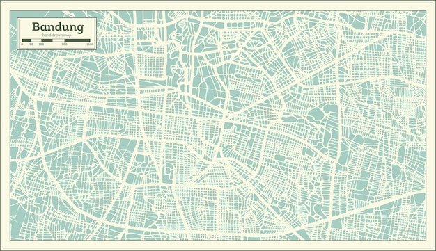 Bandung Indonesien Stadtplan im Retro-Stil. Übersichtskarte. Vektor-Illustration.