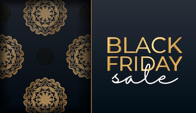 Baner für black friday in blau mit griechischem goldmuster