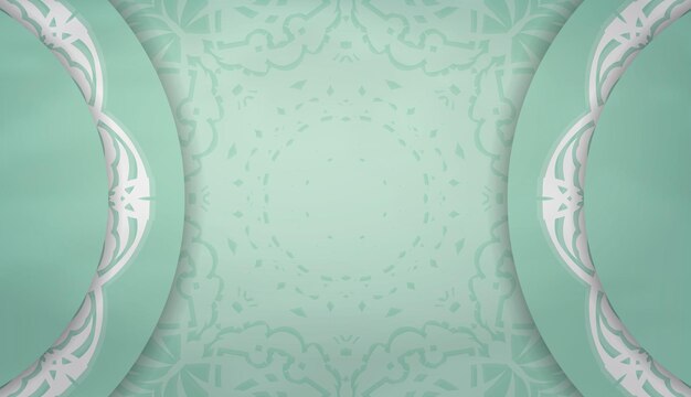 Baner in mint-farbe mit mandala-weiß-ornament und platz für ihr logo oder ihren text