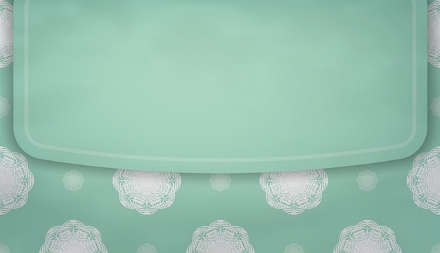 Baner in Mintfarbe mit luxuriösem weißem Ornament zur Gestaltung unter Logo oder Text