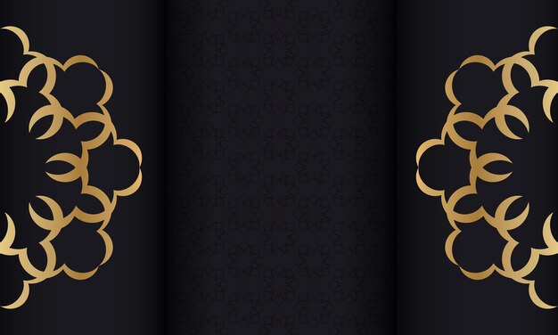 Baner in schwarz mit goldenem luxusmuster