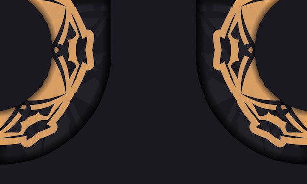 Baner in schwarz mit luxuriösem orangefarbenem muster und platz für ihr logo