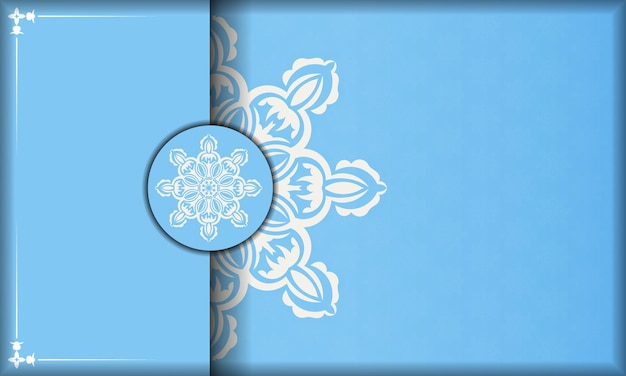 Baner von blauer farbe mit abstrakter weißer verzierung für design unter ihrem logo